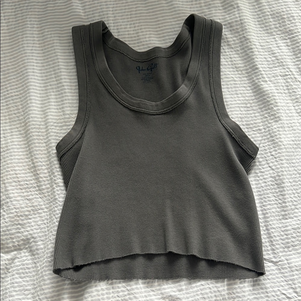 Brandy Melville Green Ribbed Crop Tank Top